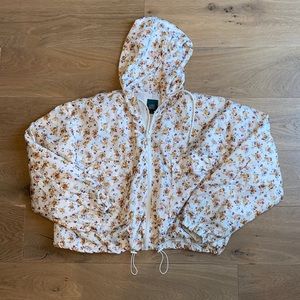 Hooded crop floral zip up target
